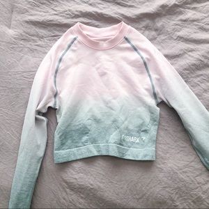 Gymshark pink/gray ombré long sleeve crop top